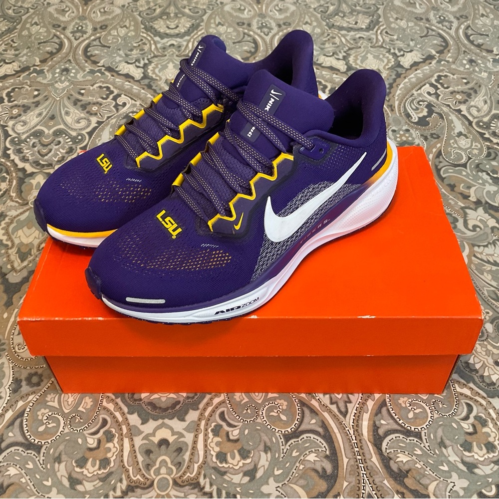 Mint Nike Air Zoom Pegasus 41 LSU Tigers Running Shoes Mens Sz 6.5 Worn 1x - Picture 9 of 14